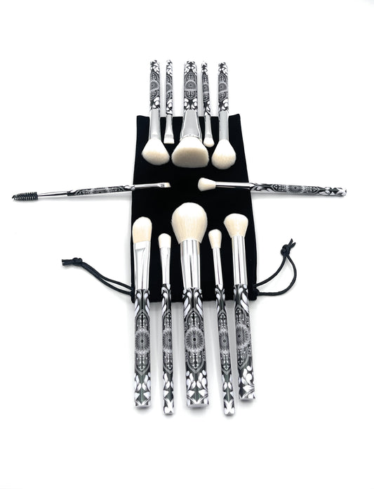 The Eshghe-mani Collection by Lady of Eshgh 12pc exquisite makeup brush, set with collectors box and felt storage pouch 