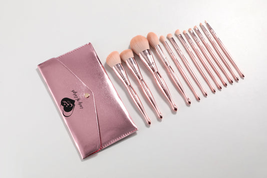 Avvalin Eshgh/ The First Love Collection by Lady of Eshgh 12pc Cruelty Free Make up Brush Set with Travel Bag