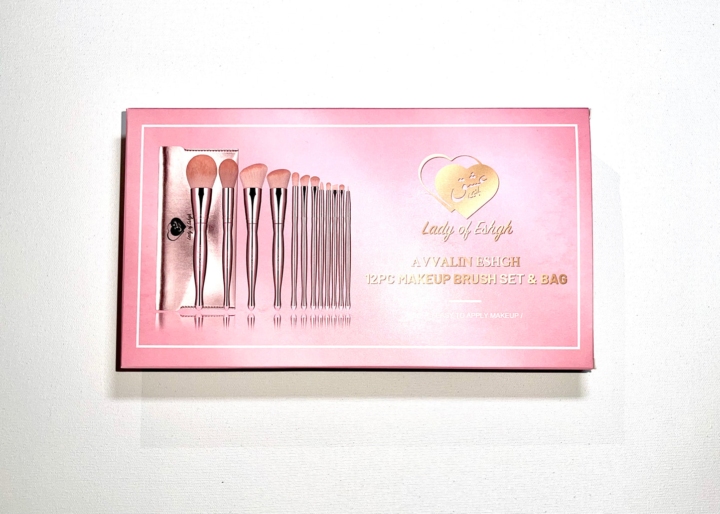 Avvalin Eshgh/ The First Love Collection by Lady of Eshgh 12pc Cruelty Free Make up Brush Set with Travel Bag