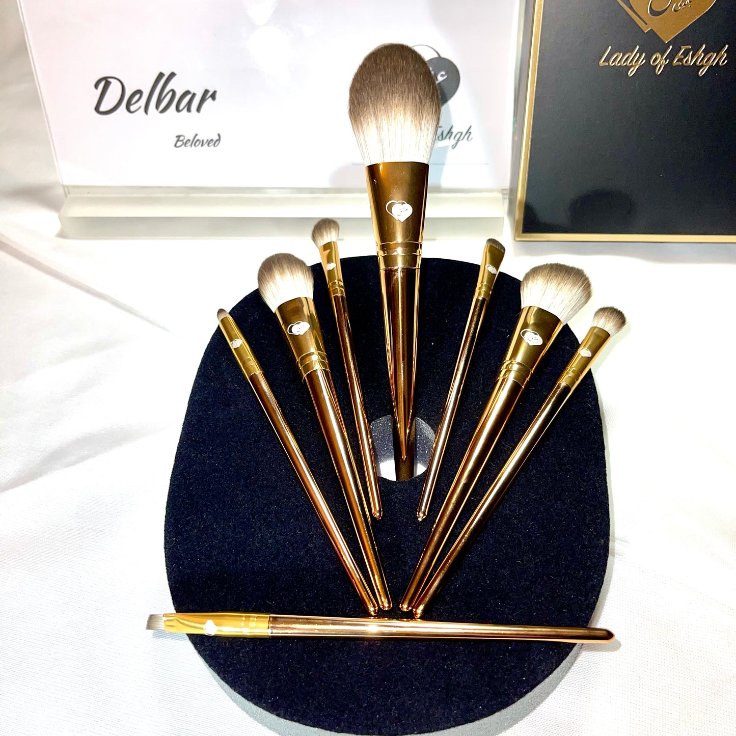 Delbar, The Beloved Collection by Lady of Eshgh 8 pc Fine Makeup Brush Set with Bag.